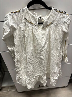 Velveteen White Embellished dress Size 10